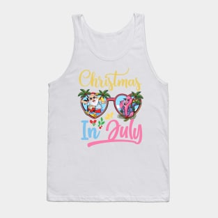 Christmas In July Sunglasses Santa Flamingo Summer Vacation Gift For men Women Tank Top